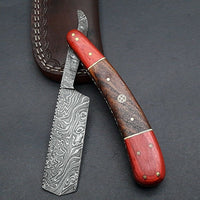 Custom Hand Made Damascus steel knife Razor Walnut Wood Handle
