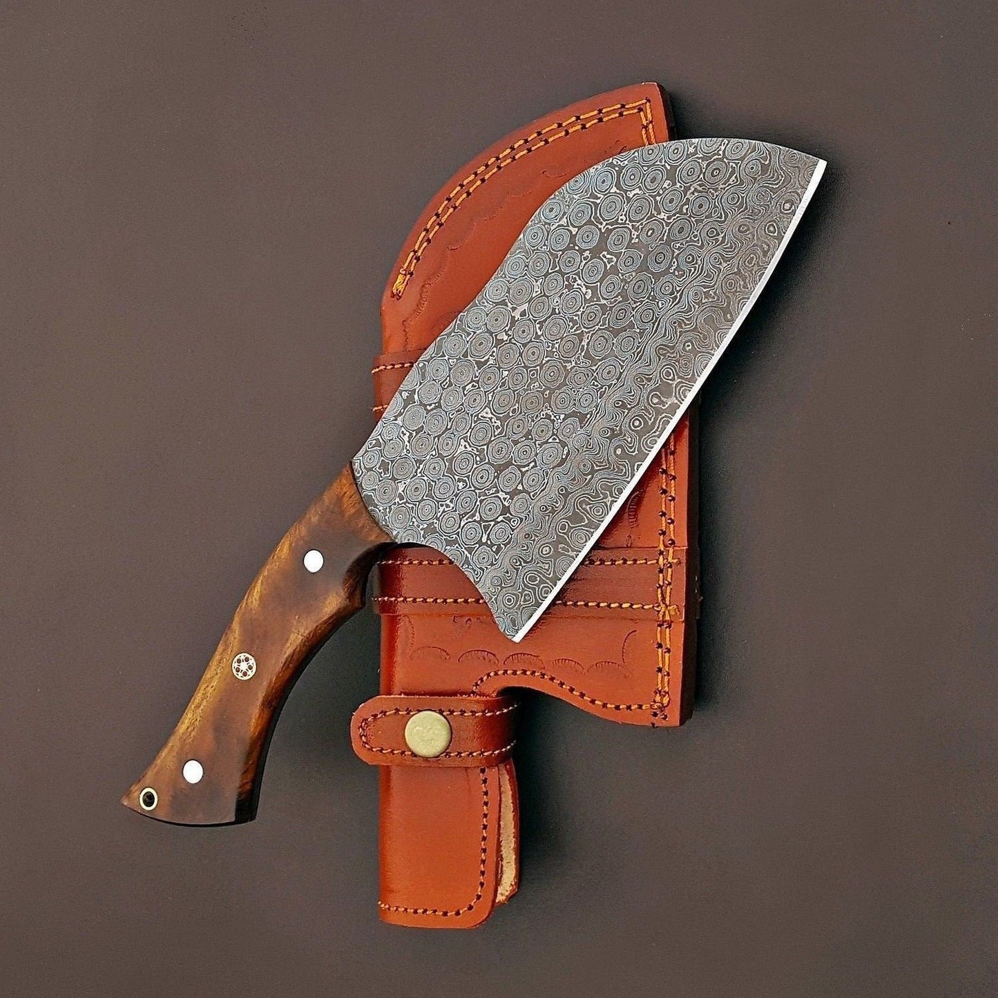 Handmade Damascus Steel Chef Knife | Raindrop Pattern | Rosewood Handle | 12"