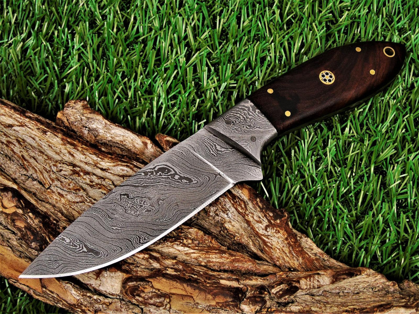 |NB KNIVES| CUSTOM HANDMADE DAMASCUS HUNTING KNIFE Handle Rose Wood