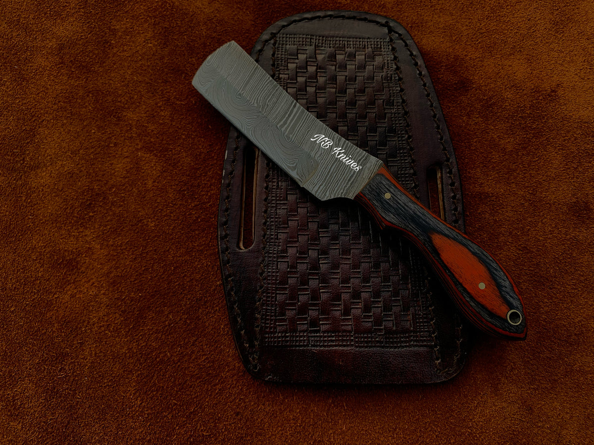 |NB KNIVES| CUSTOM HANDMADE COWBOY BULL CUTTER KNIFE WITH LEATHER SHEATH