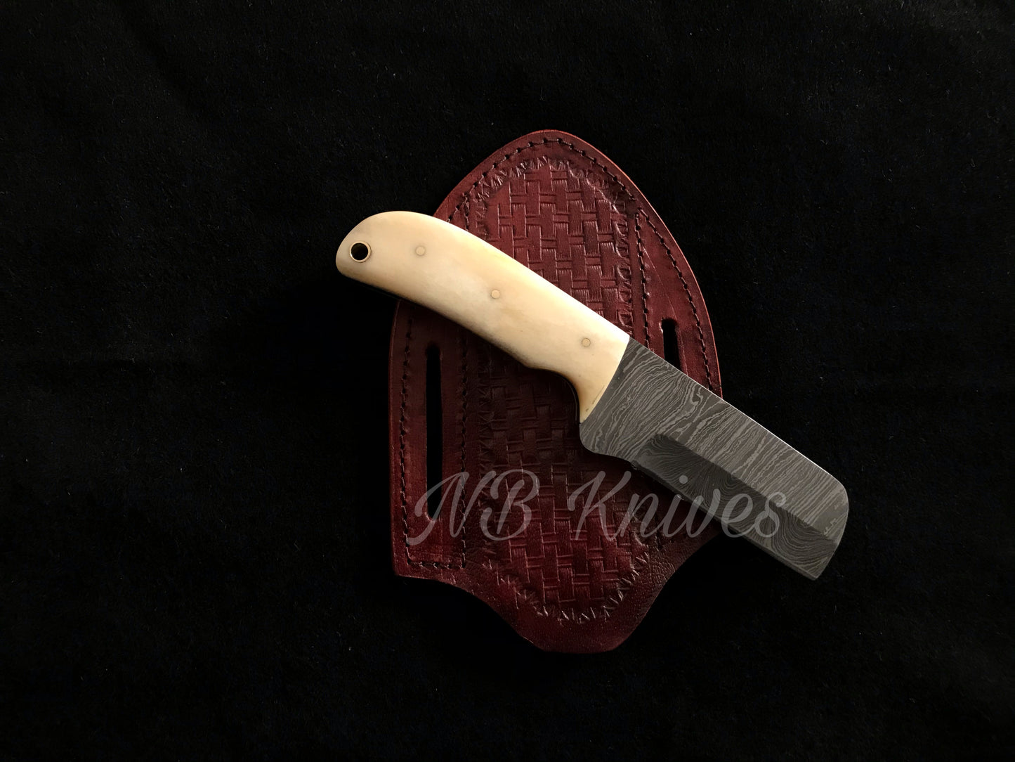|NB KNIVES| CUSTOM HANDMADE COWBOY BULL CUTTER KNIFE WITH LEATHER SHEATH