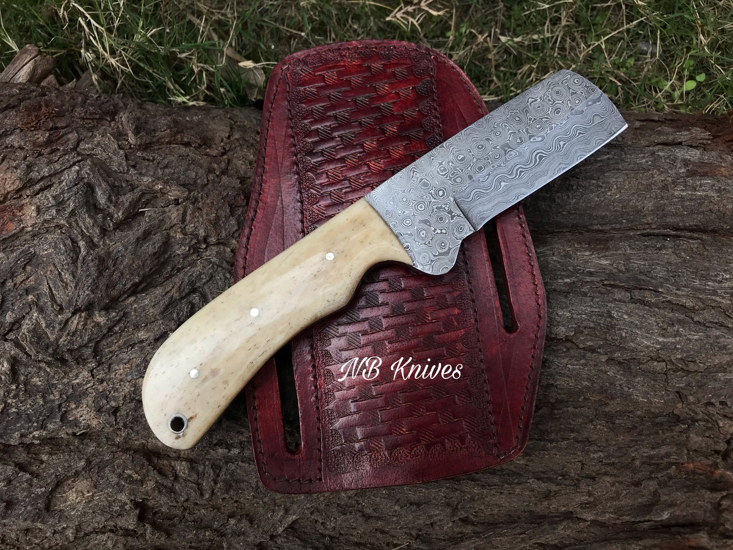 |NB KNIVES| CUSTOM HANDMADE COWBOY BULL CUTTER KNIFE WITH LEATHER SHEATH
