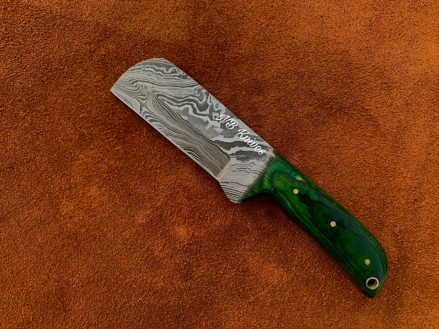 |NB KNIVES| CUSTOM HANDMADE DAMASCUS COWBOY BULL CUTTER KNIFE WITH LEATHER SHEATH