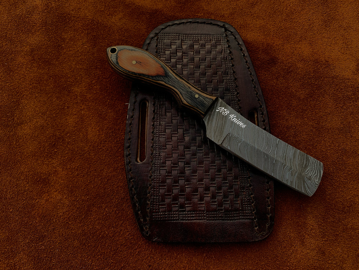 |NB KNIVES| CUSTOM HANDMADE COWBOY BULL CUTTER KNIFE WITH LEATHER SHEATH