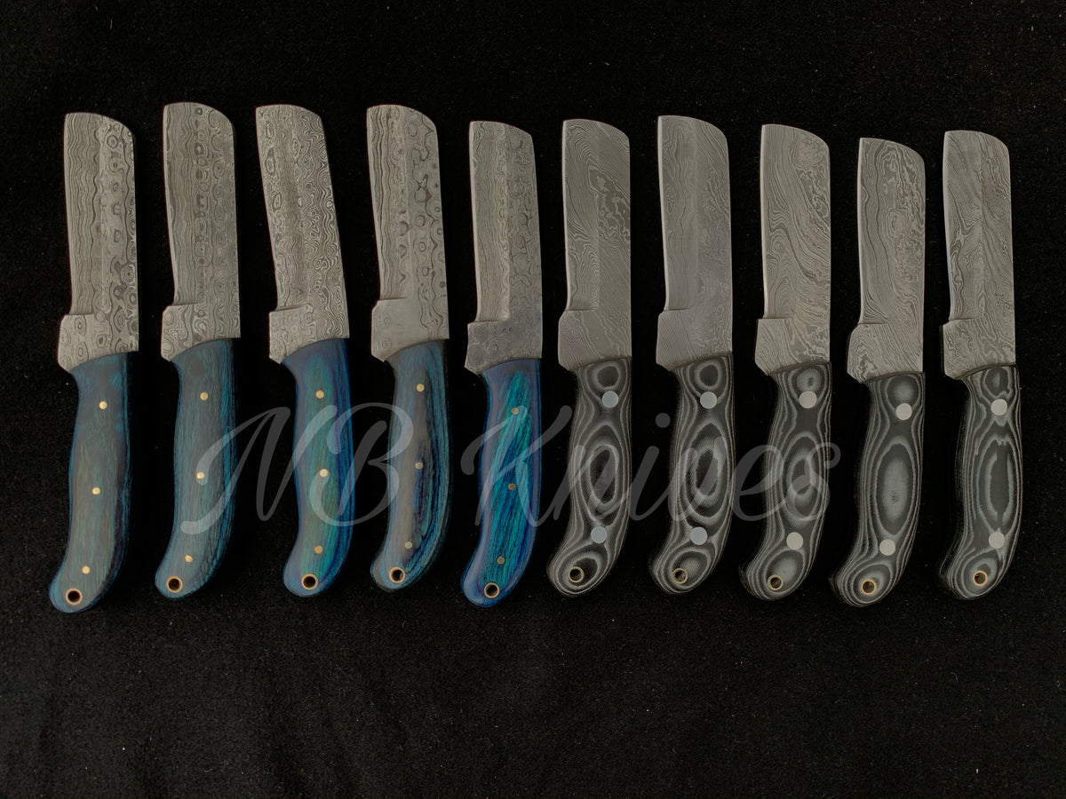 |NB KNIVES| CUSTOM HANDMADE LOT OF 10 COW BOY BULL CUTTER KNIVES WITH LEATHER SHEATH