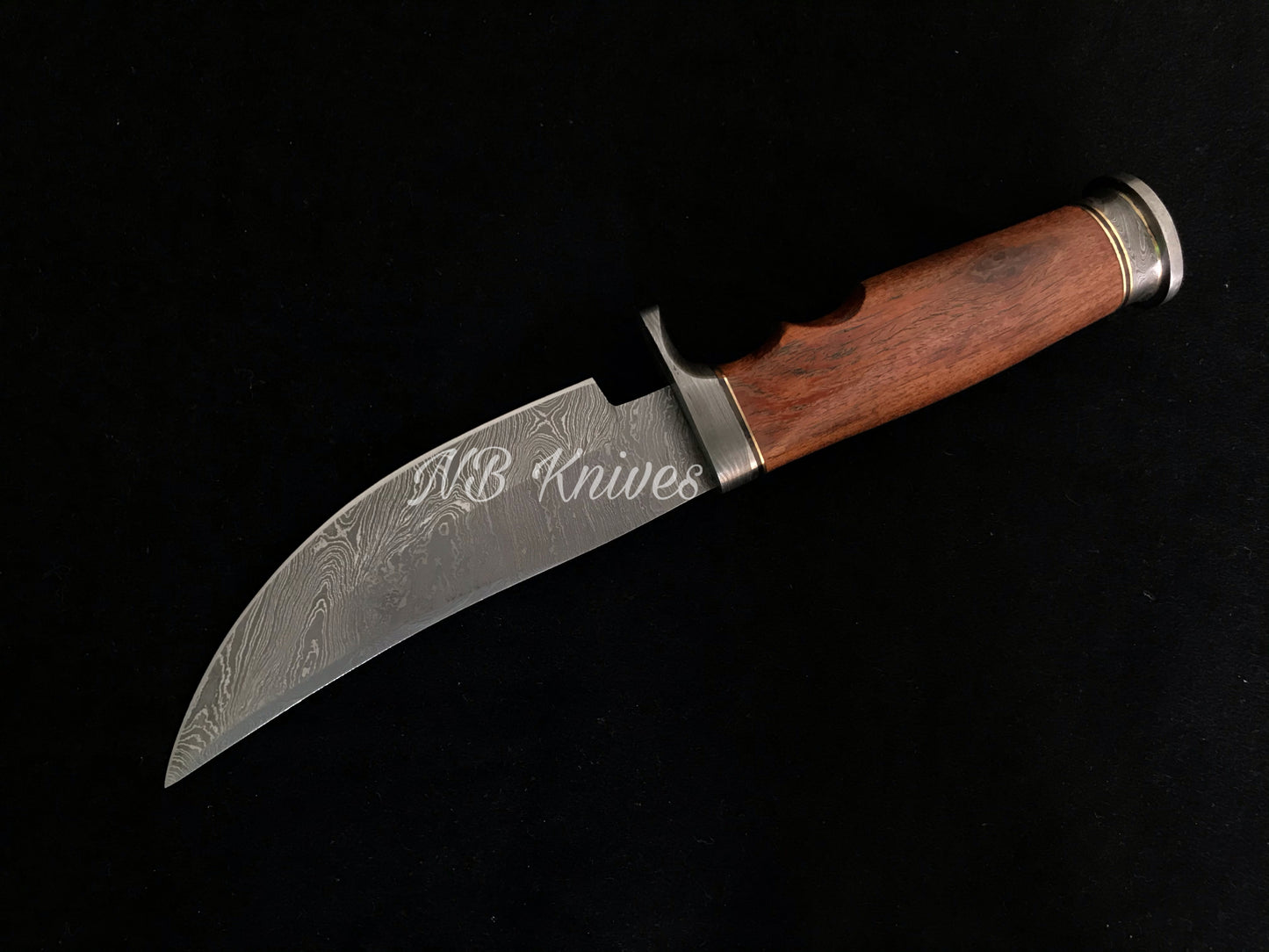 |NB KNIVES| CUSTOM HANDMADE DAMASCUS HUNTING KNIFE WITH LEATHER SHEATH