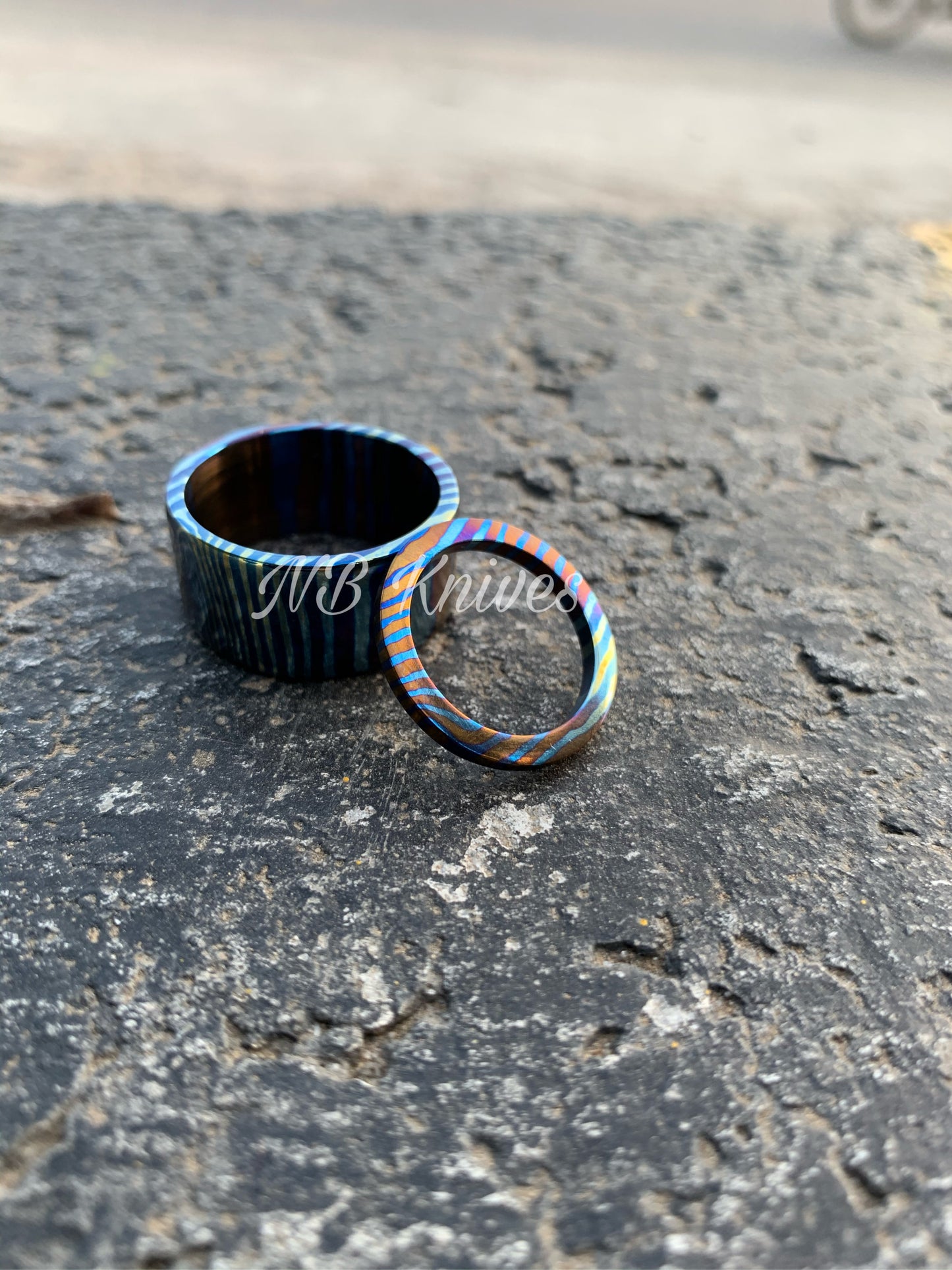 Titanium Zirconium Timascus Couple Rings #13
