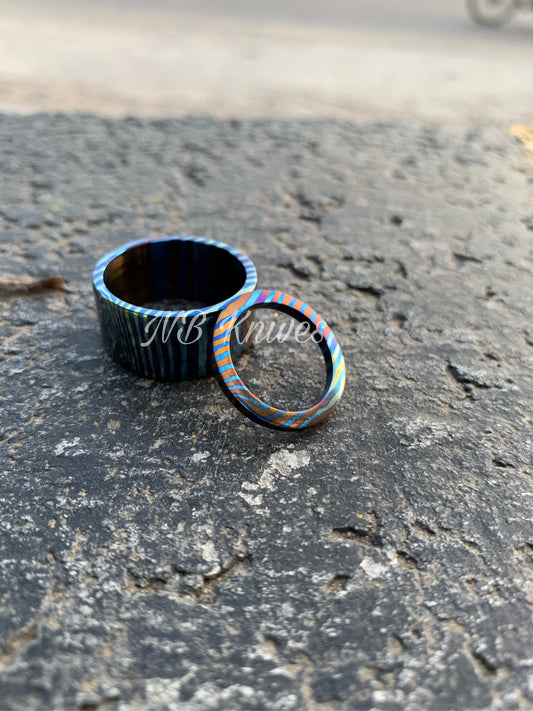 Titanium Zirconium Timascus Couple Rings #13