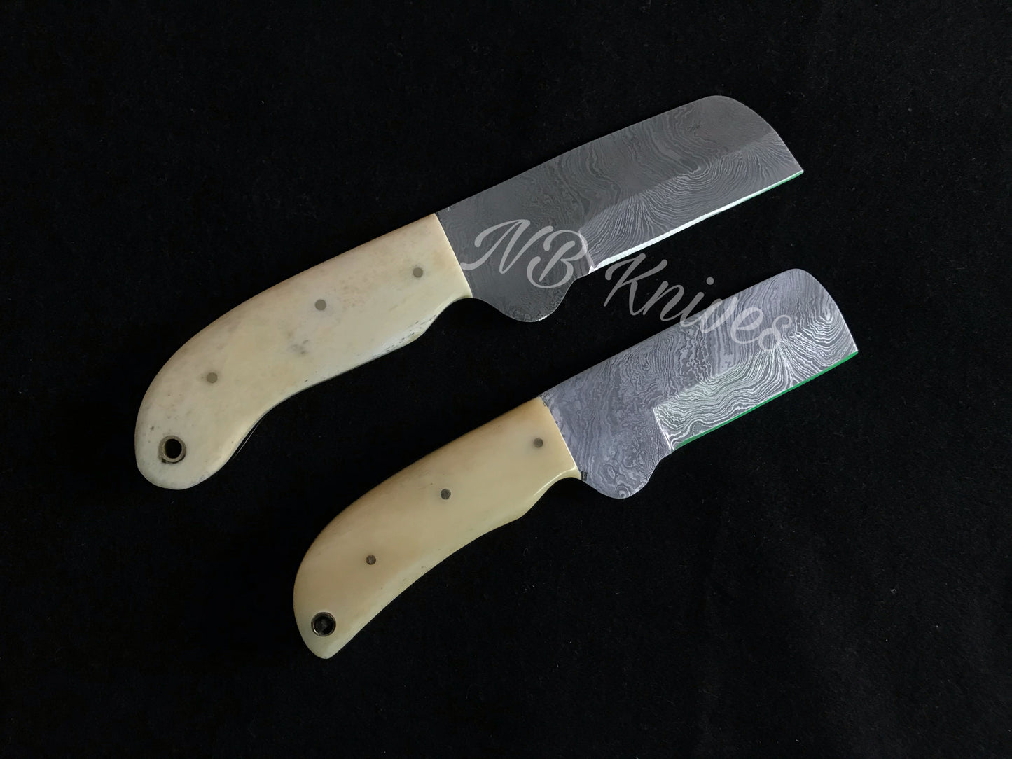 |NB KNIVES| CUSTOM HANDMADE LOT OF 2 COW BOY BULL CUTTER KNIVES WITH LEATHER SHEATH
