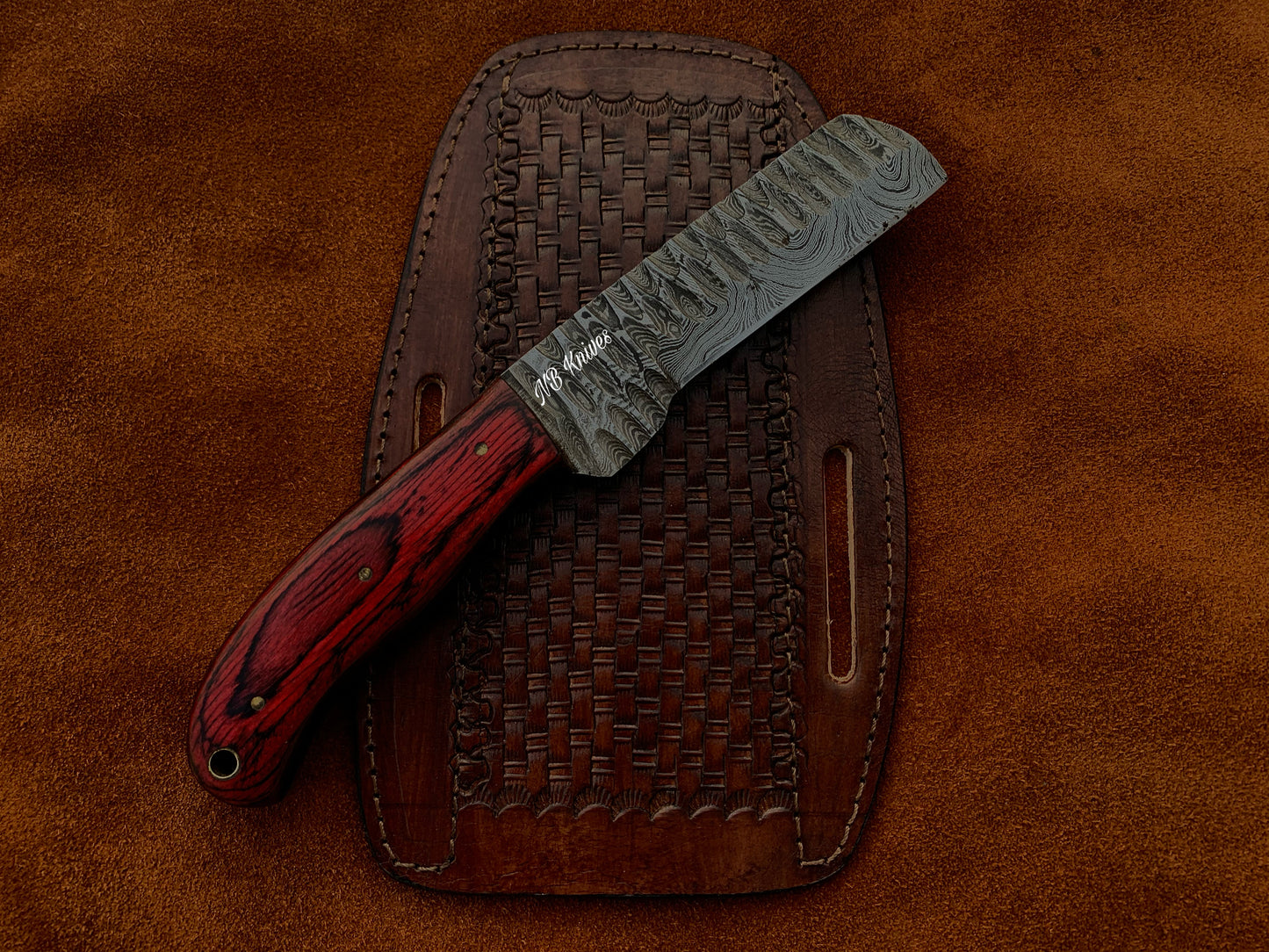|NB KNIVES| CUSTOM HANDMADE COWBOY BULL CUTTER KNIFE WITH LEATHER SHEATH