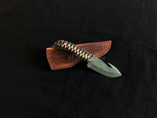 Guthook Skinning Knife Crafted from Damascus Steel