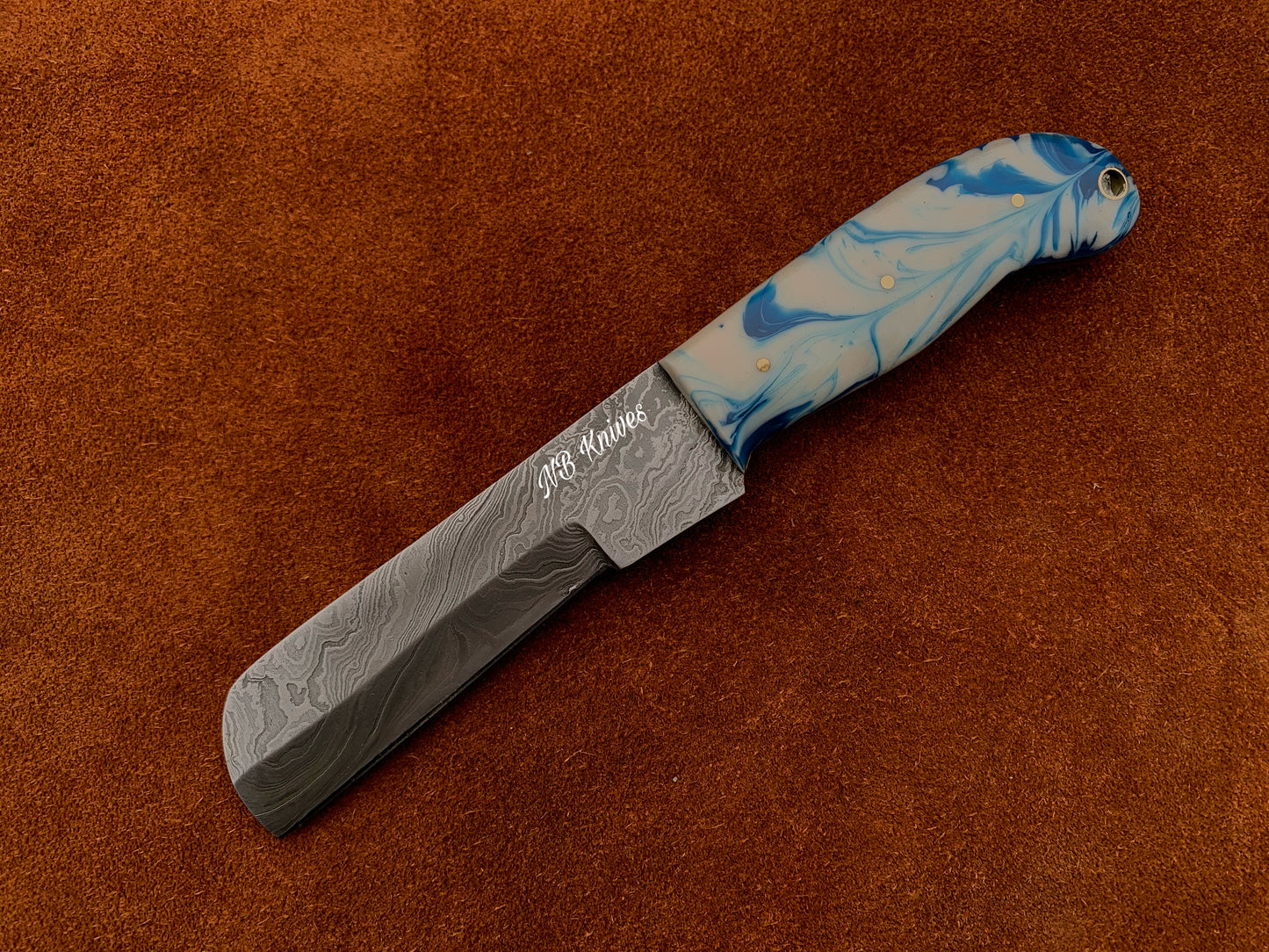 |NB KNIVES| CUSTOM HANDMADE DAMASCUS COWBOY BULL CUTTER KNIFE WITH LEATHER SHEATH