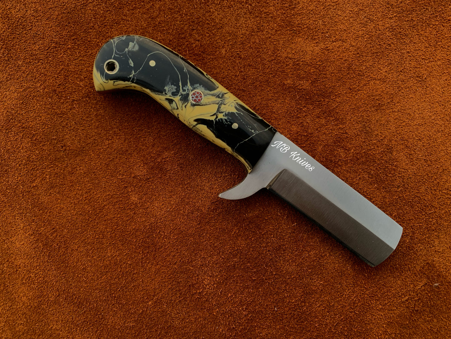 |NB KNIVES| CUSTOM HANDMADE COWBOY BULL CUTTER KNIFE WITH LEATHER SHEATH