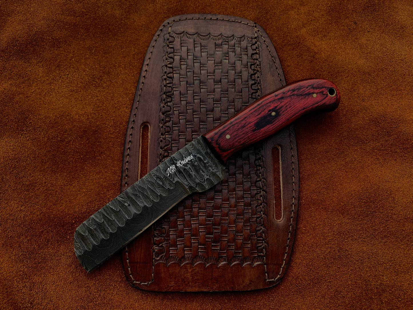 |NB KNIVES| CUSTOM HANDMADE COWBOY BULL CUTTER KNIFE WITH LEATHER SHEATH