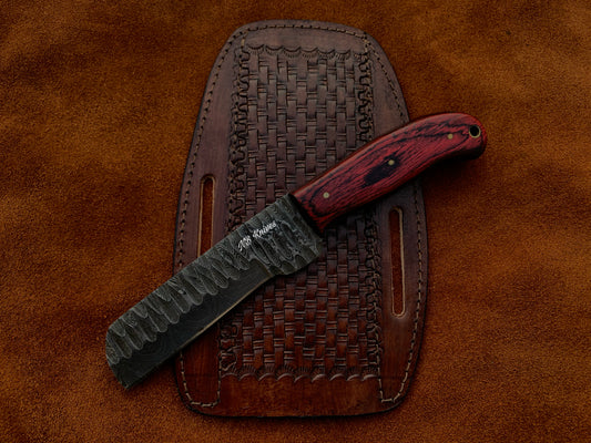 |NB KNIVES| CUSTOM HANDMADE COWBOY BULL CUTTER KNIFE WITH LEATHER SHEATH