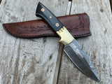 |NB KNIVES| Custom Handmade Damascus Skinner Knife Handle Buffalo Horn