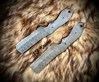 |NB KNIVES| CUSTOM HANDMADE LOT OF 2 1095 HIGH CARBON STEEL BULL CUTTER BLANK BLADES WITH LEATHER SHEATHS