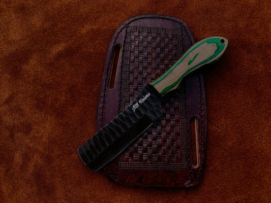 |NB KNIVES| CUSTOM HANDMADE COWBOY BULL CUTTER KNIFE WITH LEATHER SHEATH
