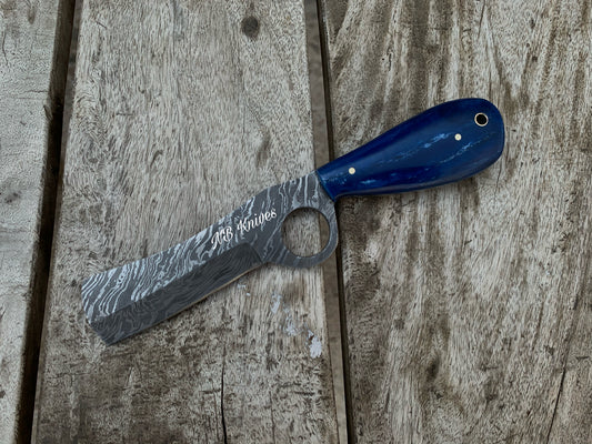 |NB KNIVES| CUSTOM HANDMADE DAMASCUS COWBOY BULL CUTTER KNIFE WITH LEATHER SHEATH