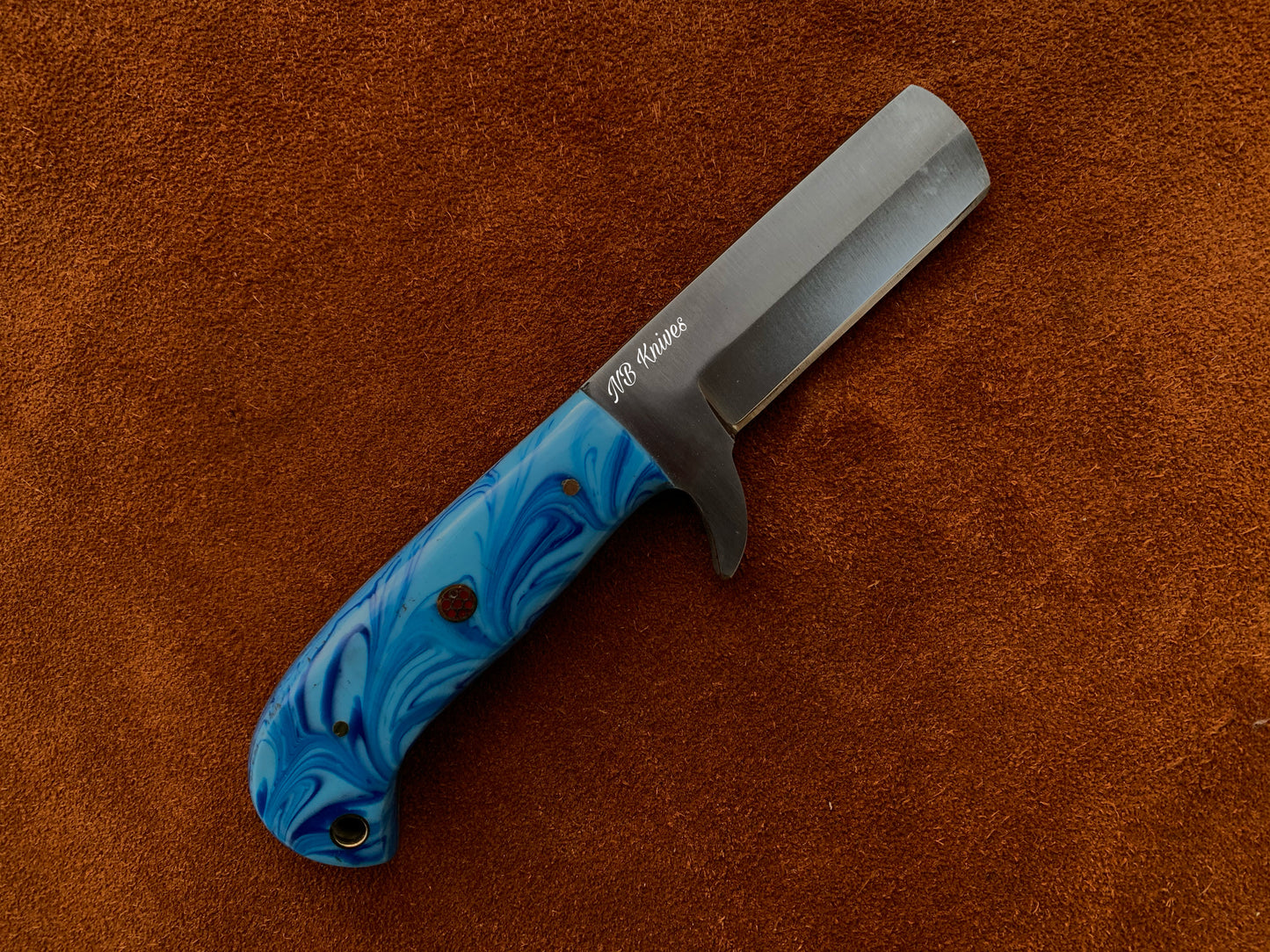 |NB KNIVES| CUSTOM HANDMADE COWBOY BULL CUTTER KNIFE WITH LEATHER SHEATH