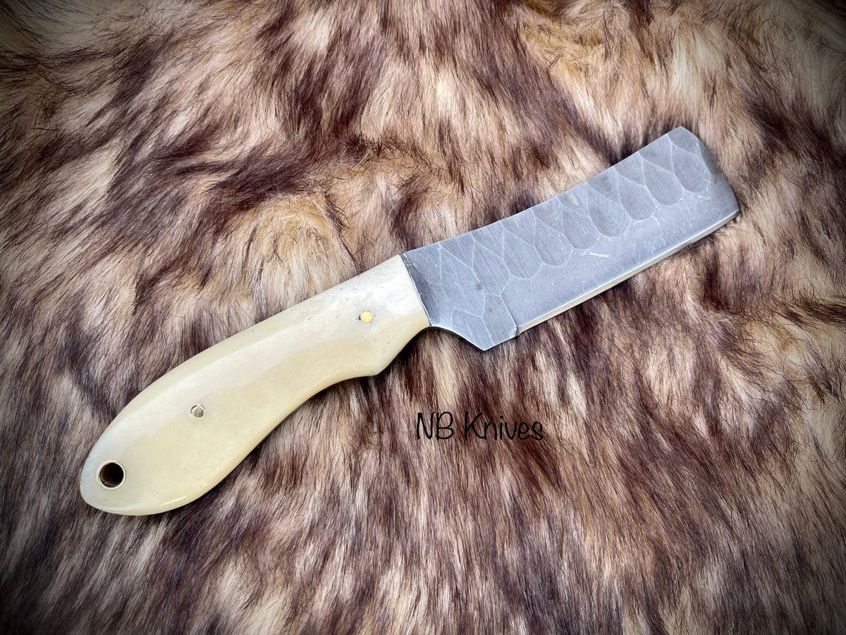 |NB KNIVES| CUSTOM HANDMADE COWBOY BULL CUTTER KNIFE WITH LEATHER SHEATH