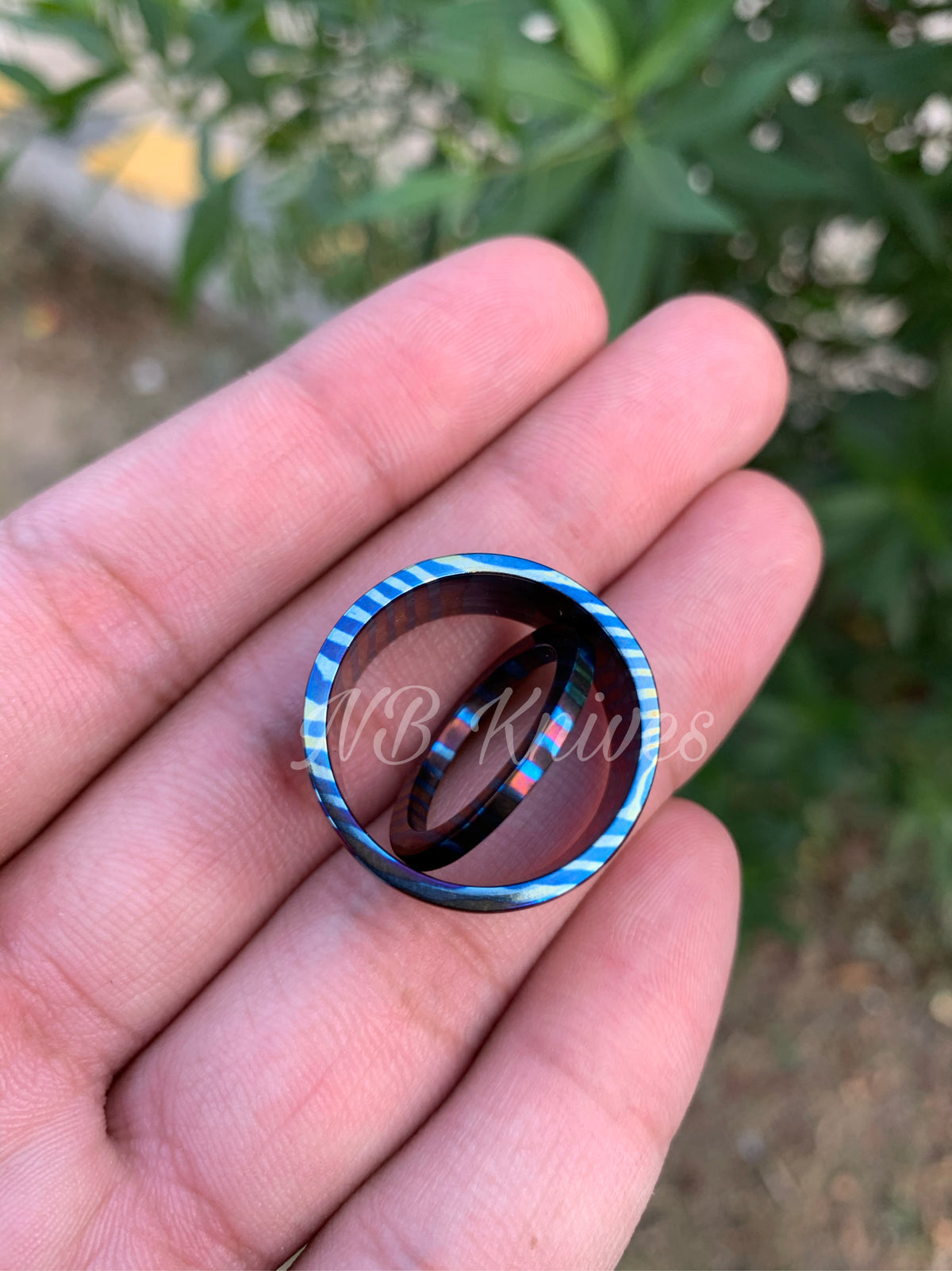 Titanium Zirconium Timascus Couple Rings #13