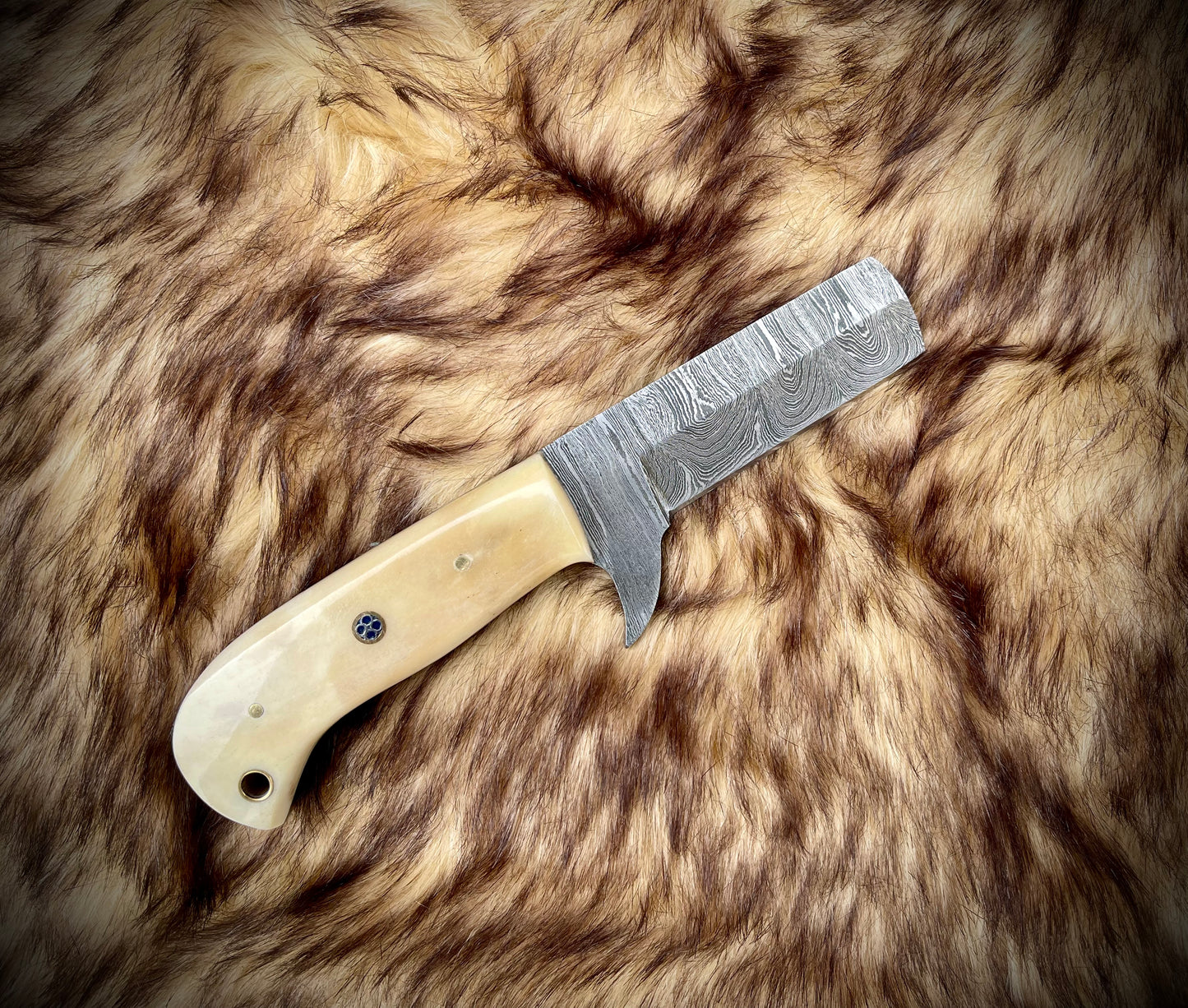 |NB KNIVES| CUSTOM HANDMADE DAMASCUS COWBOY BULL CUTTER KNIFE WITH LEATHER SHEATH