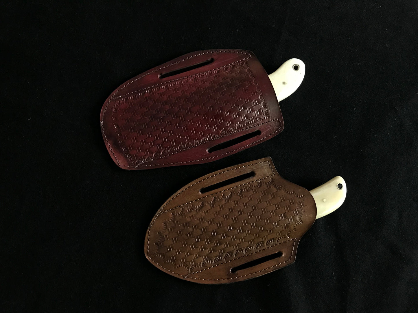 |NB KNIVES| CUSTOM HANDMADE LOT OF 2 COW BOY BULL CUTTER KNIVES WITH LEATHER SHEATH