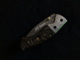 |NB KNIVES| CUSTOM HADNMADE DAMASCUS POCKET KNIFE WITH LEATHER SHEATH