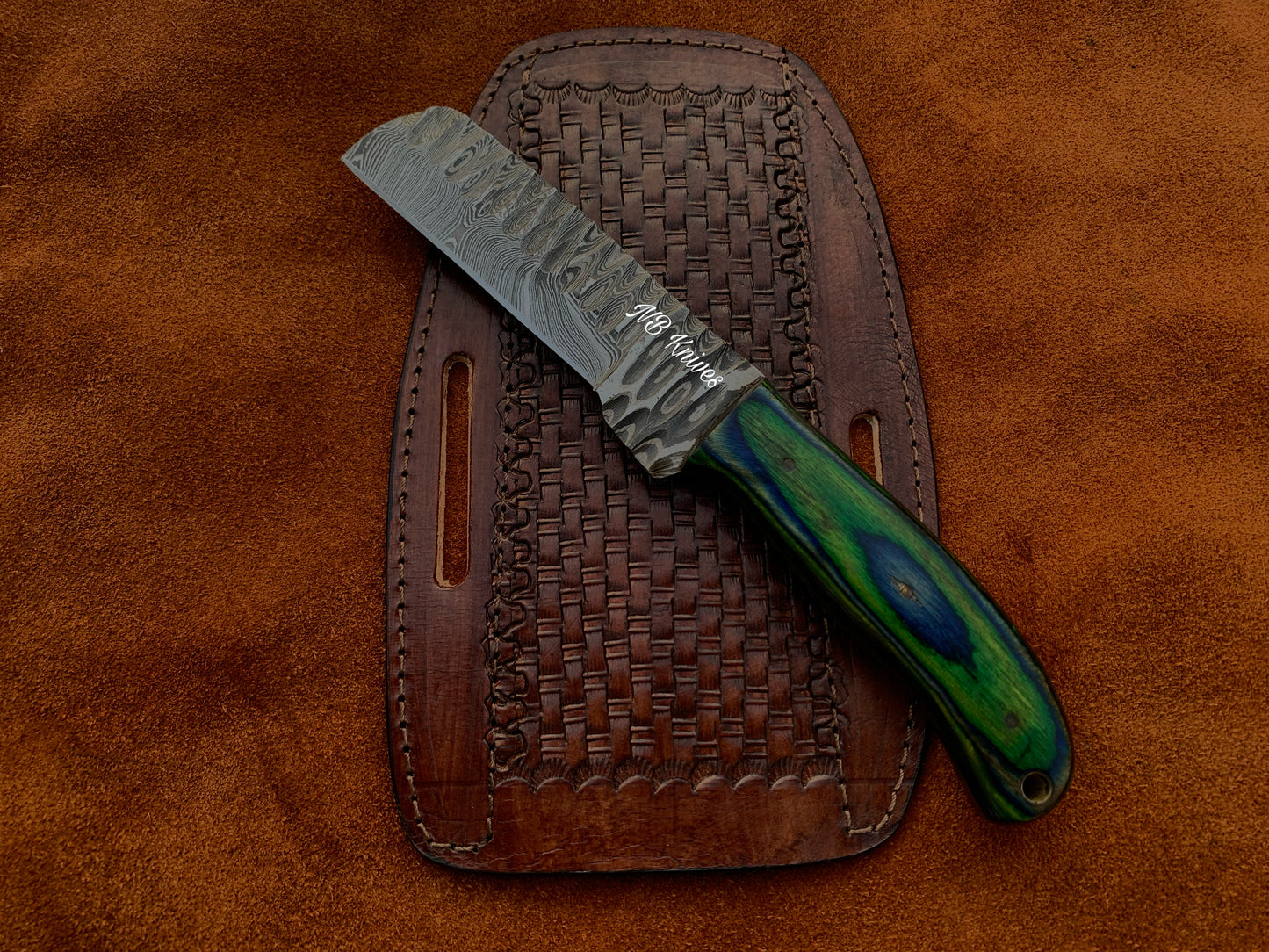 |NB KNIVES| CUSTOM HANDMADE COWBOY BULL CUTTER KNIFE WITH LEATHER SHEATH