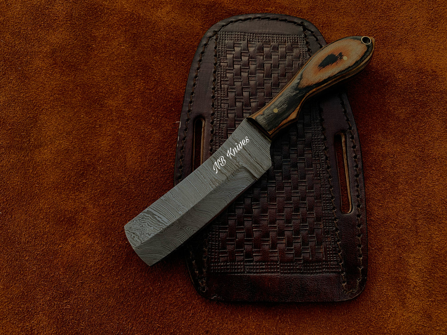 |NB KNIVES| CUSTOM HANDMADE COWBOY BULL CUTTER KNIFE WITH LEATHER SHEATH