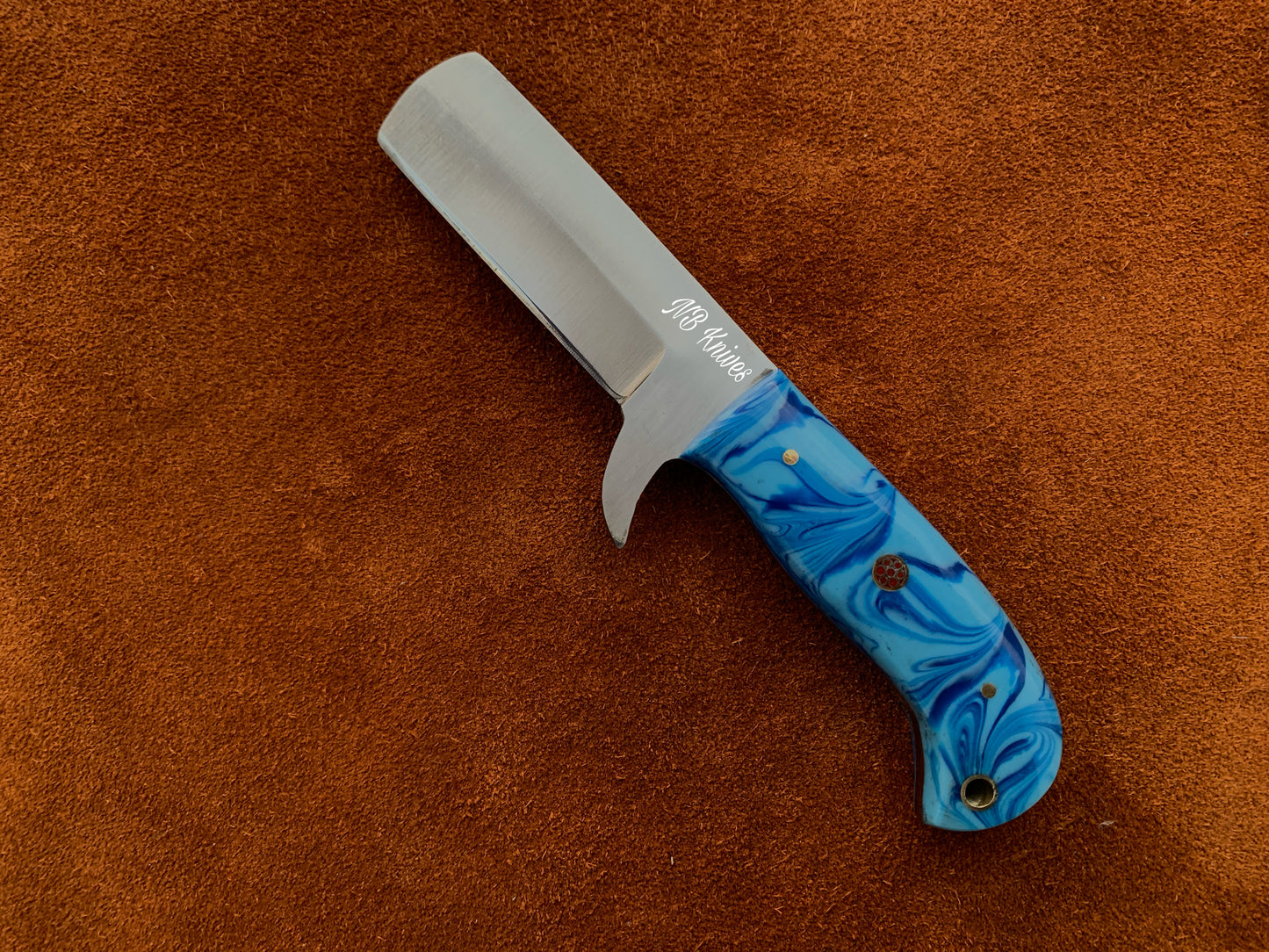 |NB KNIVES| CUSTOM HANDMADE COWBOY BULL CUTTER KNIFE WITH LEATHER SHEATH