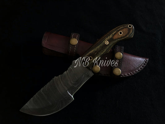 |NB KNIVES| Custom Handmade Damascus Tracker Knife With Leather Sheath