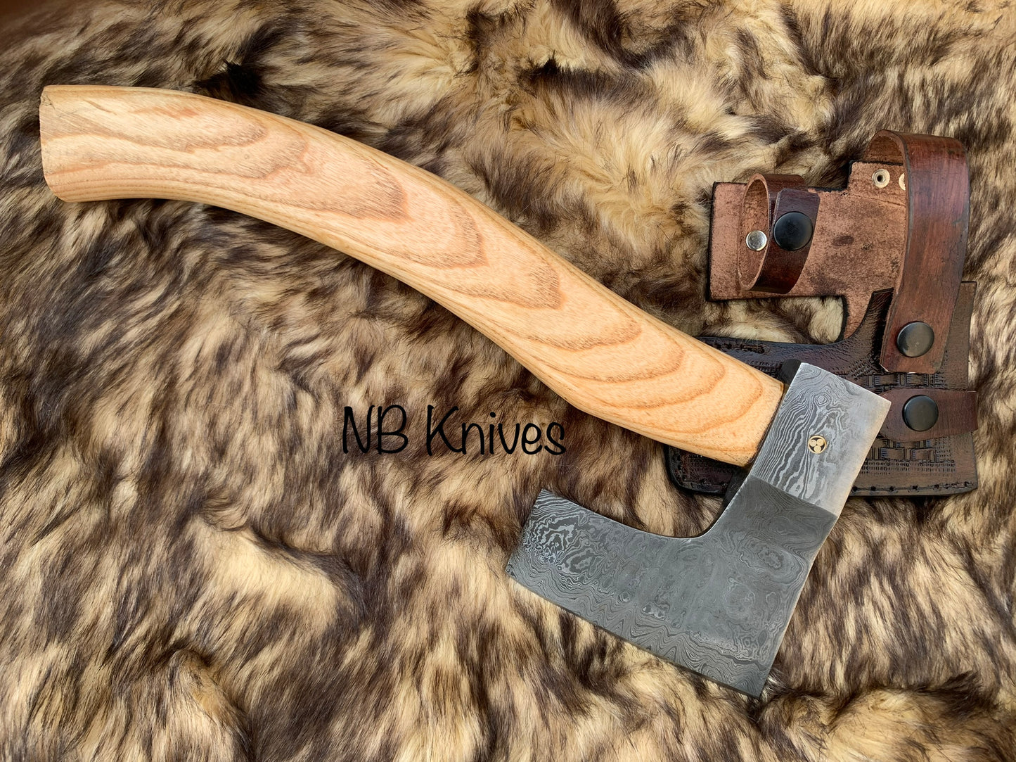|NB KNIVES| Custom Gift Forged Carbon Steel Viking Axe with Rose Wood Shaft, Viking Bearded Camping Axe, Best Birthday&Anniversary Gift For Him,