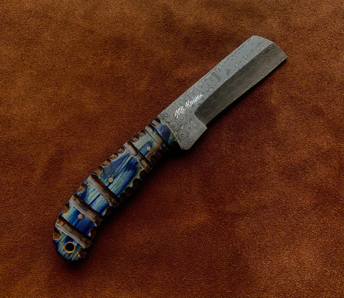 |NB KNIVES| CUSTOM HANDMADE DAMASCUS COWBOY BULL CUTTER KNIFE WITH LEATHER SHEATH