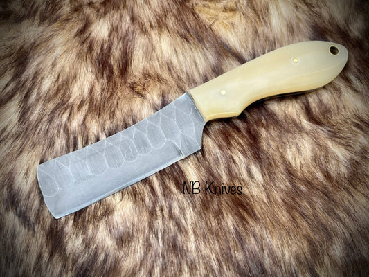 |NB KNIVES| CUSTOM HANDMADE COWBOY BULL CUTTER KNIFE WITH LEATHER SHEATH