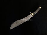 |NB KNIVES| CUSTOM HANDMADE DAMASCUS STEEL KUKRI KNIFE WITH LEATHER SHEATH