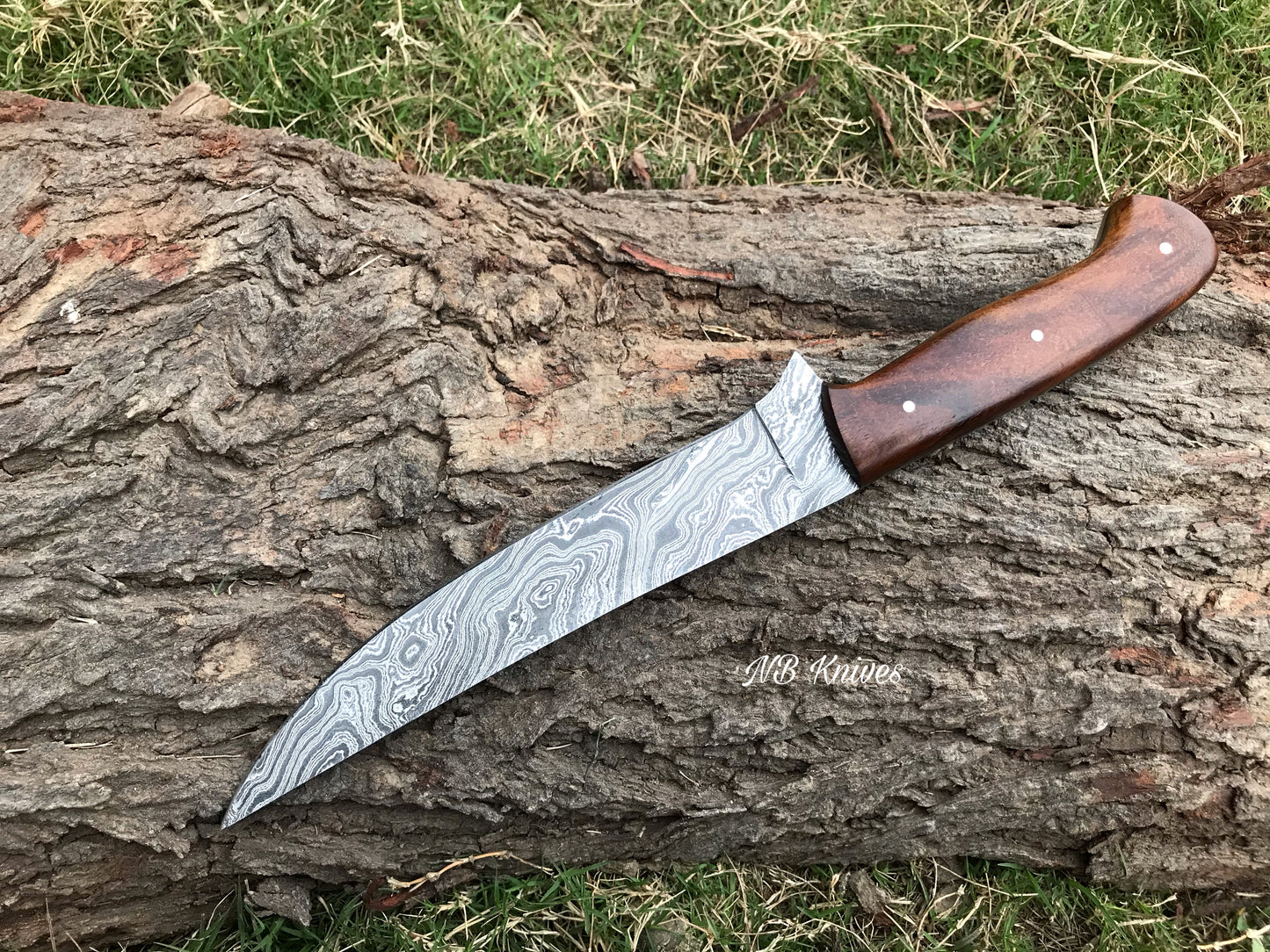 |NB KNIVES| CUSTOM HANDMADE DAMASCUS FISHING FILLET KNIFE WITH LEATHER SHEATH