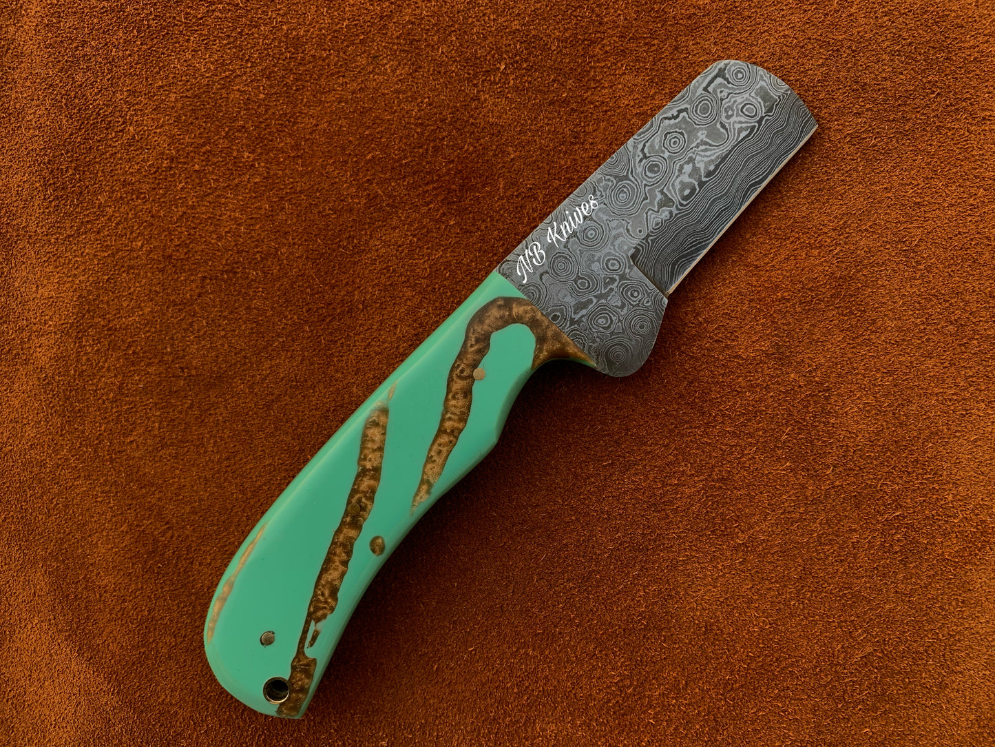 |NB KNIVES| CUSTOM HANDMADE DAMASCUS COWBOY BULL CUTTER KNIFE WITH LEATHER SHEATH