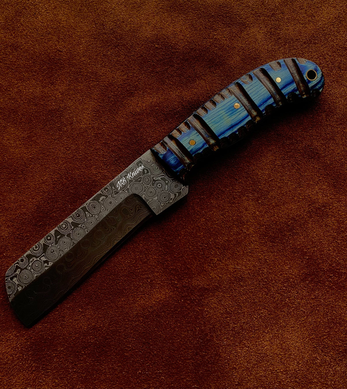 |NB KNIVES| CUSTOM HANDMADE DAMASCUS COWBOY BULL CUTTER KNIFE WITH LEATHER SHEATH
