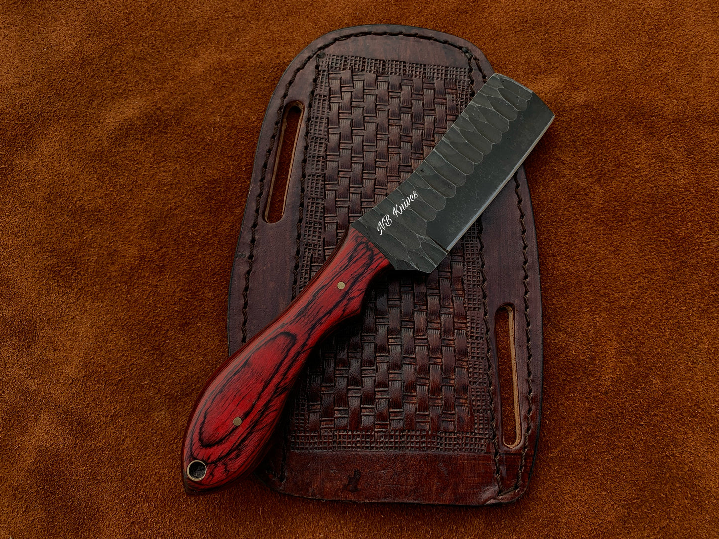 |NB KNIVES| CUSTOM HANDMADE COWBOY BULL CUTTER KNIFE WITH LEATHER SHEATH