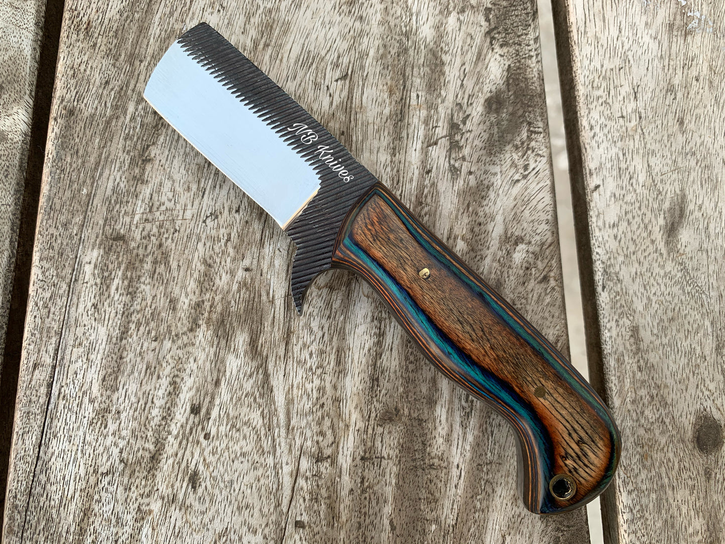 |NB KNIVES| CUSTOM HANDMADE COWBOY BULL CUTTER KNIFE WITH LEATHER SHEATH