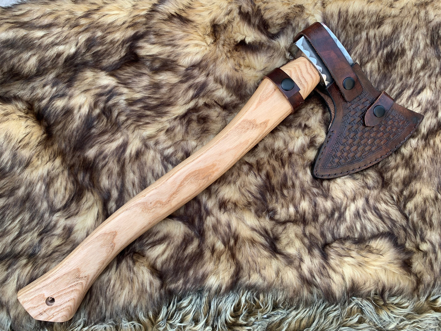 |NB KNIVES| Custom Gift Forged Carbon Steel Viking Axe with Rose Wood Shaft, Viking Bearded Camping Axe, Best Birthday&Anniversary Gift For Him,