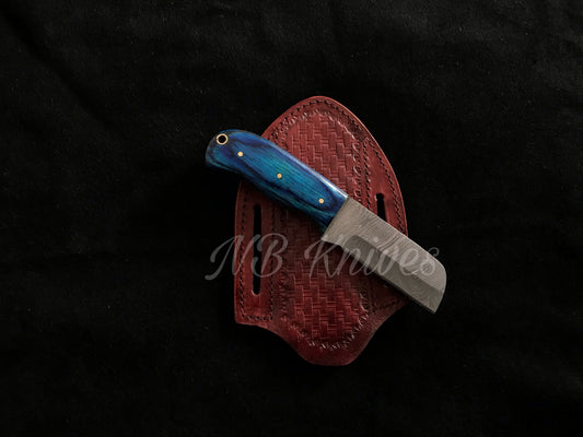 Custom Handmade Cowboy Knife – Exotic Wood Handle with Leather Sheath