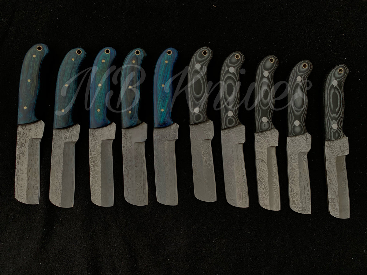 |NB KNIVES| CUSTOM HANDMADE LOT OF 10 COW BOY BULL CUTTER KNIVES WITH LEATHER SHEATH
