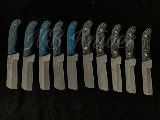 |NB KNIVES| CUSTOM HANDMADE LOT OF 10 COW BOY BULL CUTTER KNIVES WITH LEATHER SHEATH