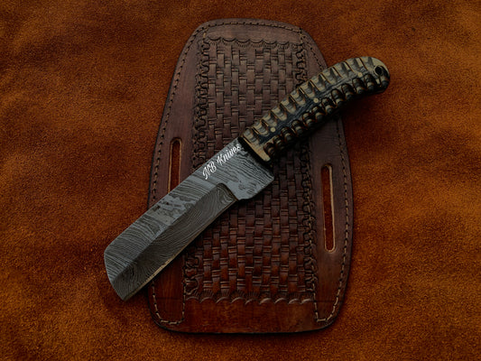 |NB KNIVES| CUSTOM HANDMADE COWBOY BULL CUTTER KNIFE WITH LEATHER SHEATH