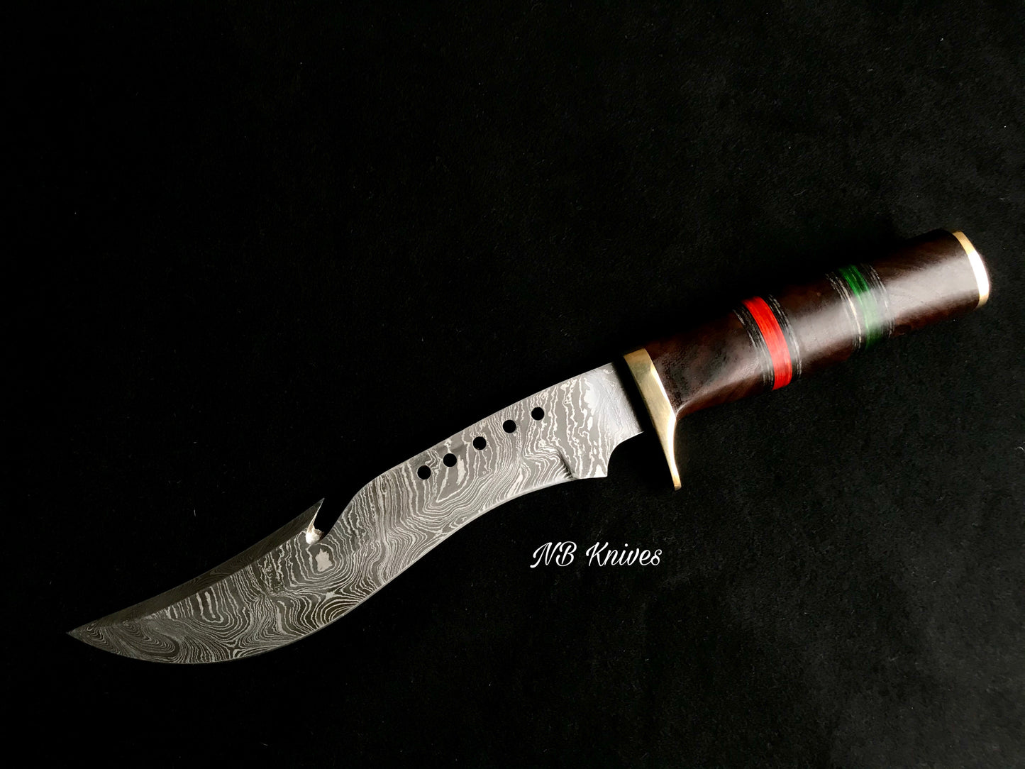 |NB KNIVES| CUSTOM HANDMADE DAMASCUS STEEL HUNTING KNIFE WITH LEATHER SHEATH