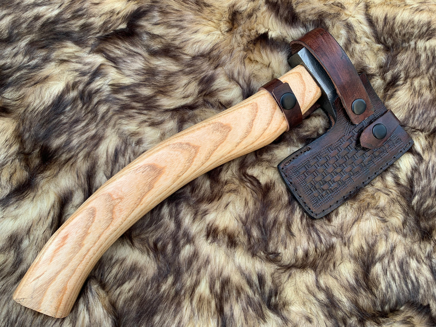 |NB KNIVES| Custom Gift Forged Carbon Steel Viking Axe with Rose Wood Shaft, Viking Bearded Camping Axe, Best Birthday&Anniversary Gift For Him,