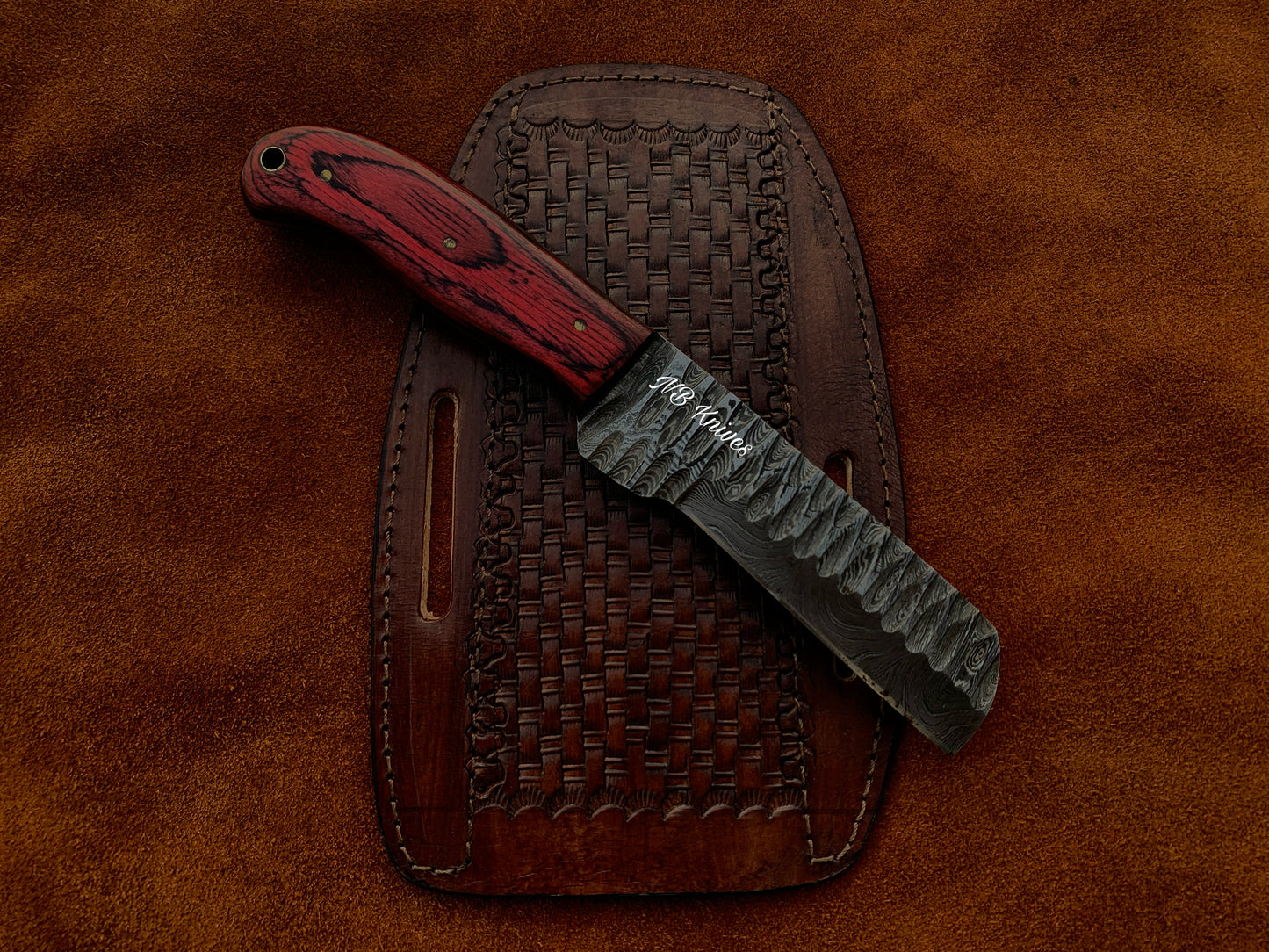 |NB KNIVES| CUSTOM HANDMADE COWBOY BULL CUTTER KNIFE WITH LEATHER SHEATH